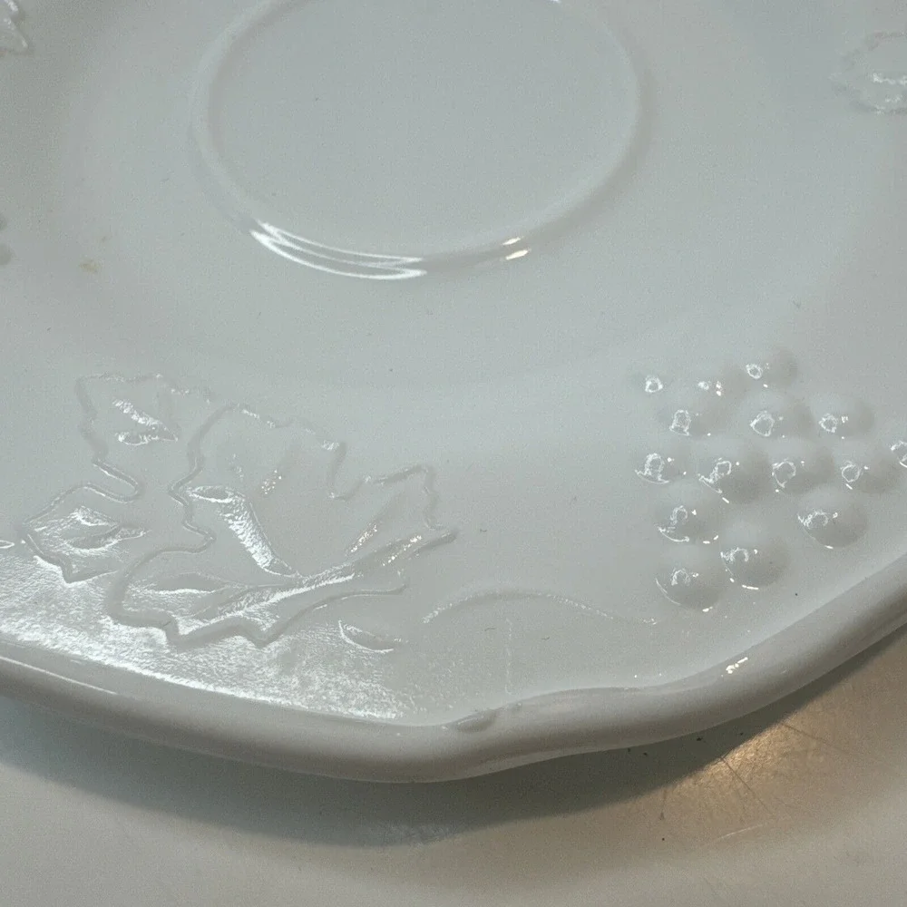 Indiana Glass‎ Colony Harvest Grape White Milk Glass Cup and Saucer